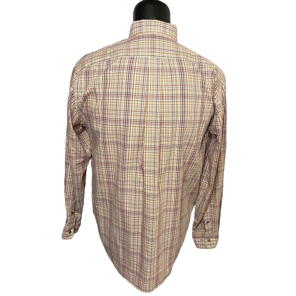 EDDIE Bauer Neutral Plaid Preppy Casual Button Down Shirt Brown Relaxed fit M/L - Picture 3 of 11